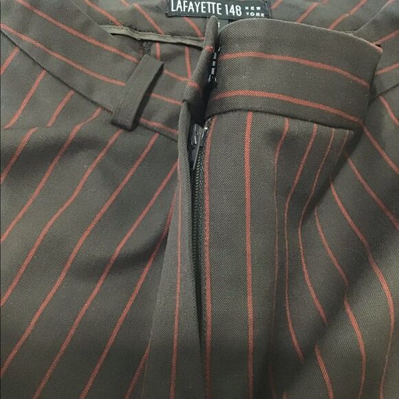 Lafayette 148 New York Brown Pinstripe 2-Piece Pantsuit Cuffed Hem - Picture 8 of 16